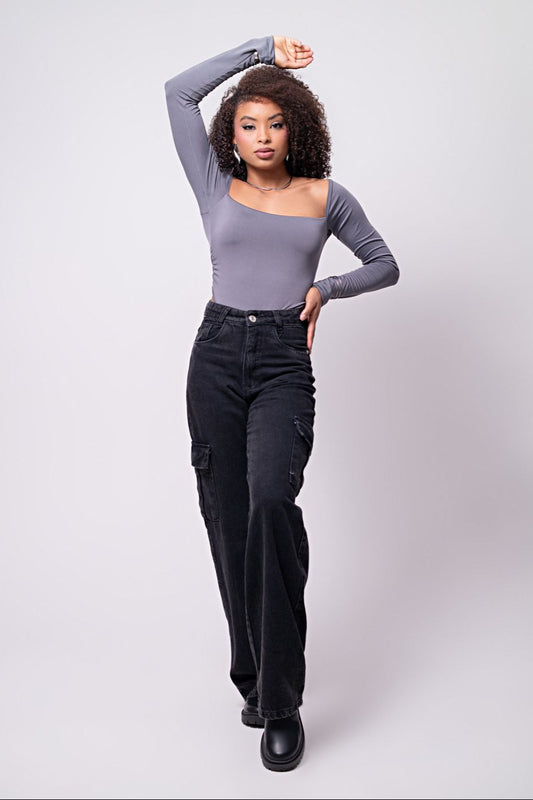 Body cavado manga longa