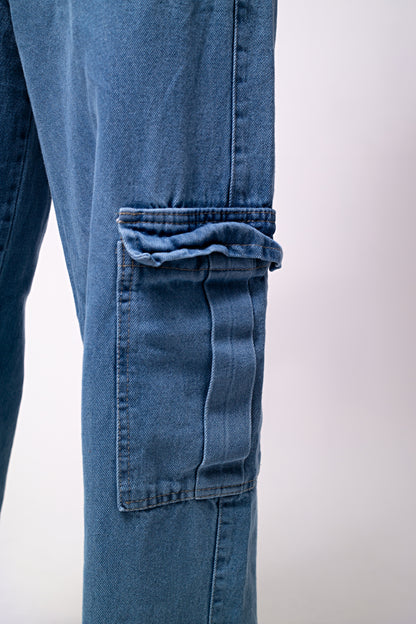 Calça cargo jeans clara
